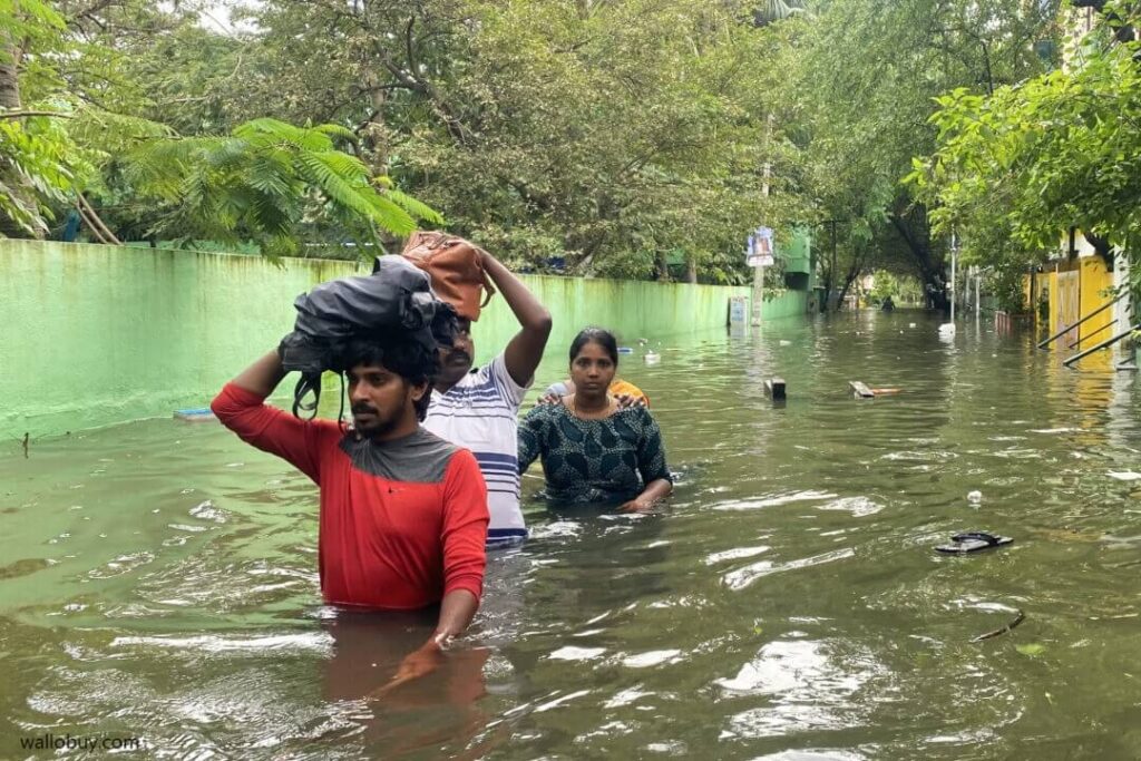 พายุมิชวง ขึ้นฝั่งในอินเดียทำให้มีผู้เสียชีวิตหลายคน มีผู้เสียชีวิต 12 รายจากฝนที่ตกลงมา ก่อนที่พายุโซนร้อนมิชวงจะขึ้นฝั่งตามแนวชายฝั่ง